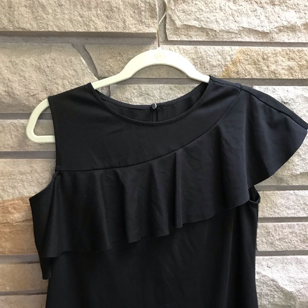 Goelia Asymmetrical Sleeve Knit Mini Dress Black Small 4 Nwt — image 6 of 8